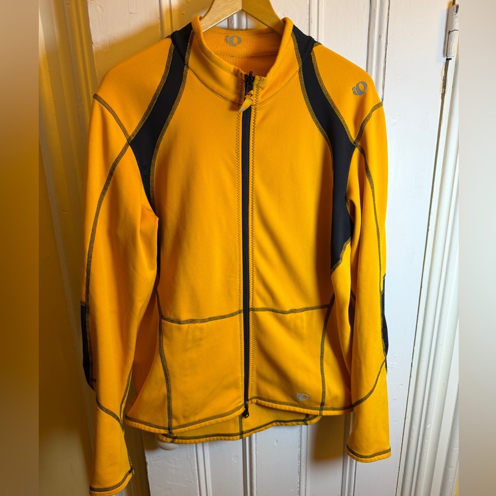 Pearl Izumi Cycling Jacket Womens Medium Yellow Full Zip Thermal Bike Jersey